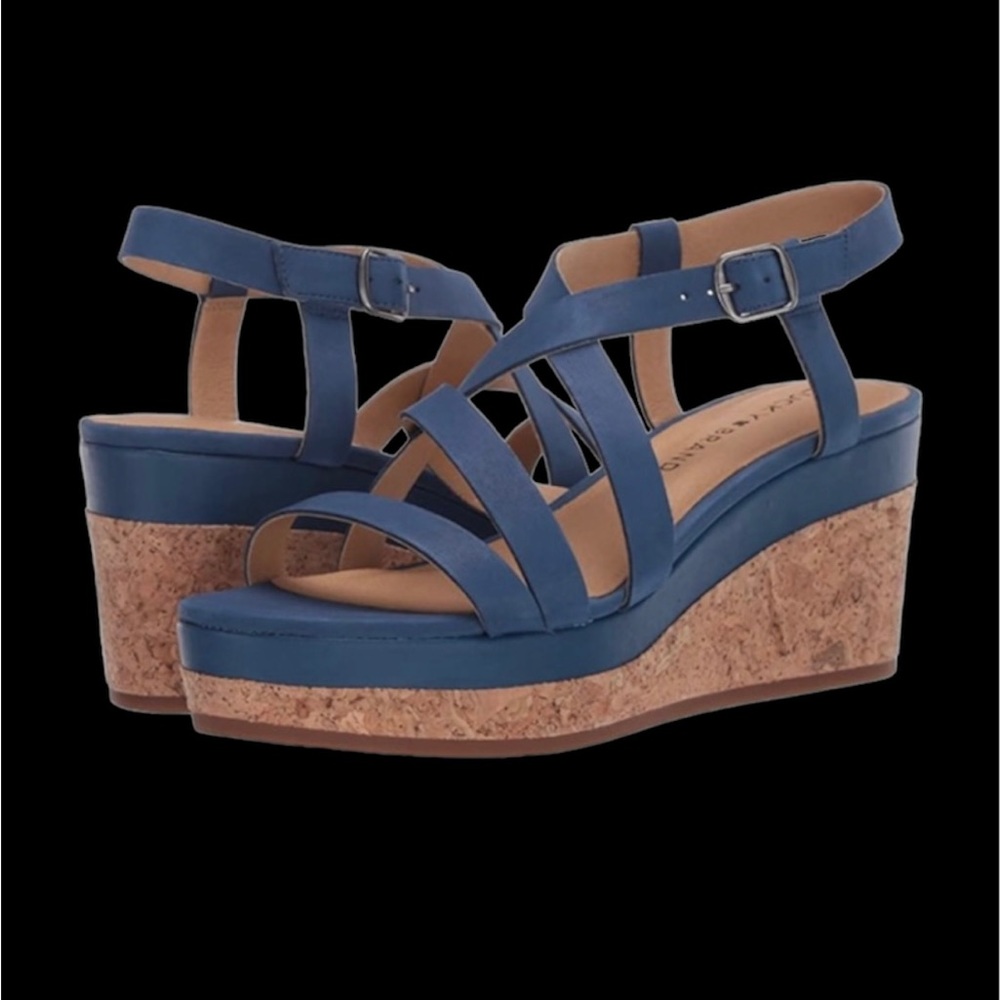 Lucky Brand Batika leather wedge sandal / sz 8.5